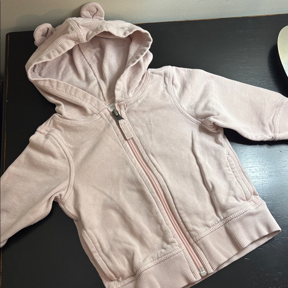 Hanna Andersson Pink Hooded Baby Jacket with Ears